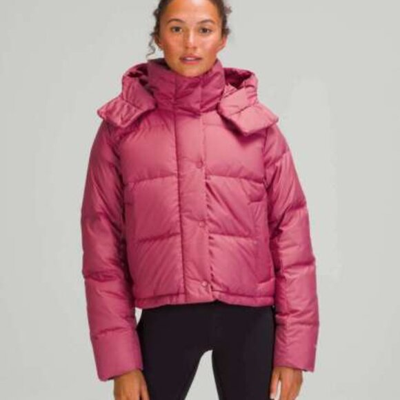 Lululemon Women's Pink Wunder Puff Hooded Snow Puffer Jacket Size